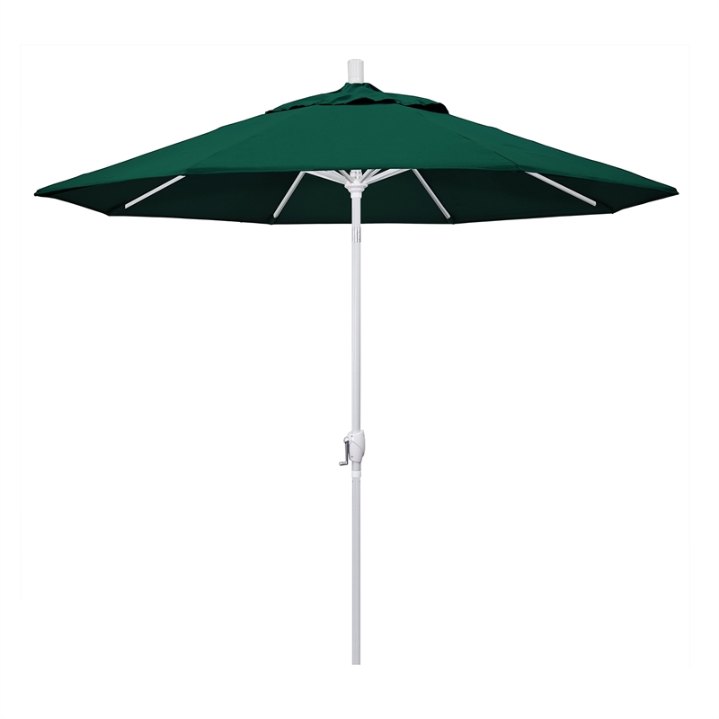 Pemberly Row 9' White Patio Umbrella in Sun-brella 1A Forest Green