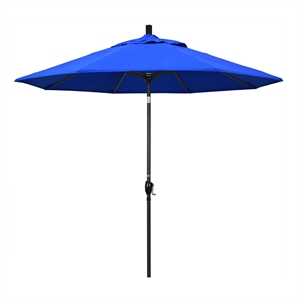 Pemberly Row 9' Black Patio Umbrella in Sun-brella 1A Pacific Blue