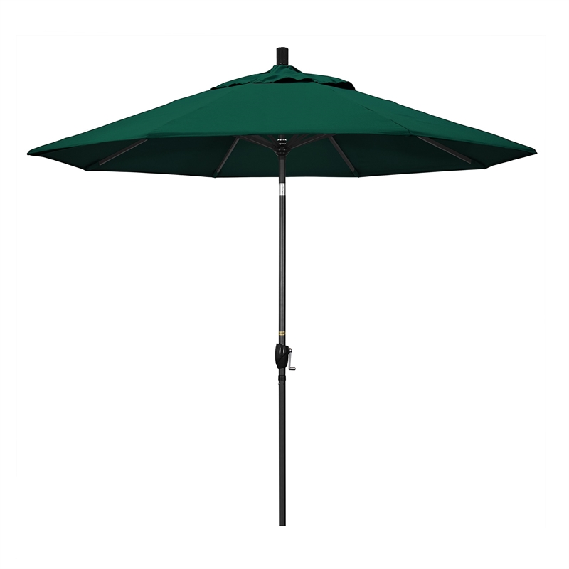 Pemberly Row 9' Black Patio Umbrella in Sun-brella 1A Forest Green