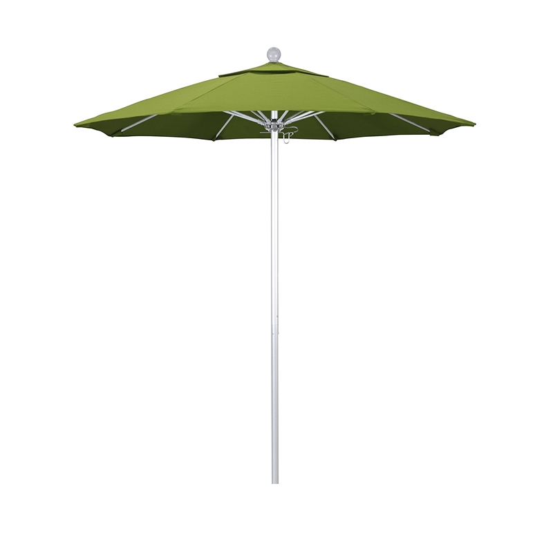 Pemberly Row 7.5' Silver Market Umbrella in Sun-brella 2A Macaw