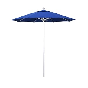 Pemberly Row 7.5' Silver Market Umbrella in Olefin Royal Blue