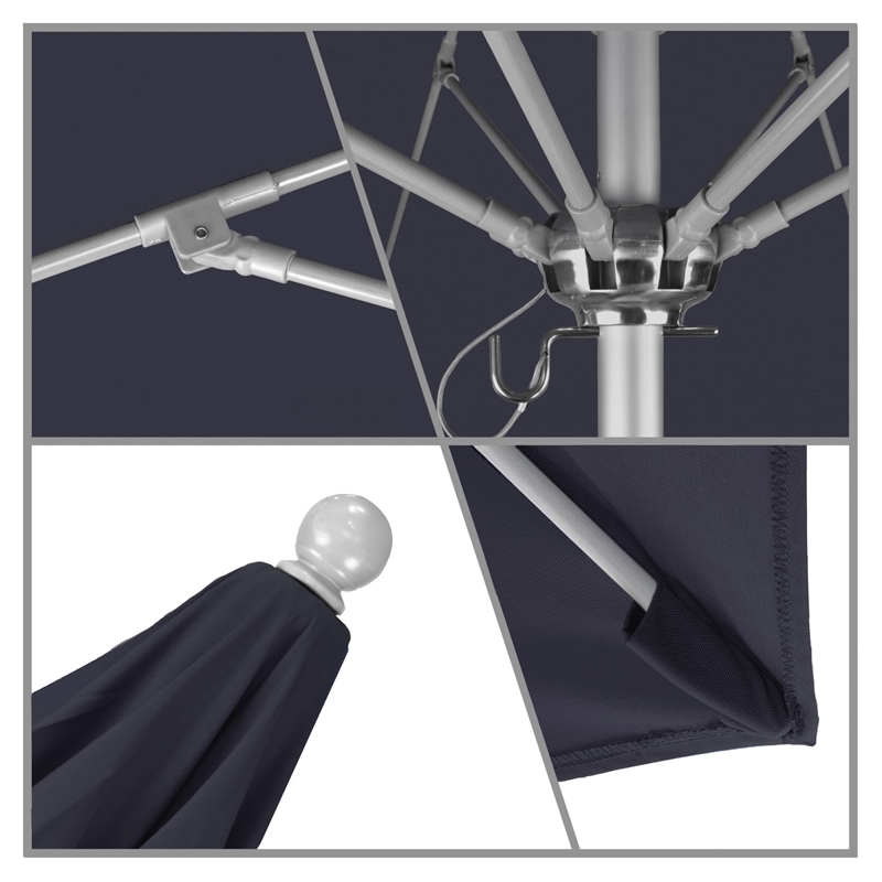 Pemberly Row 9' Silver Market Umbrella in Sun-brella 1A Navy