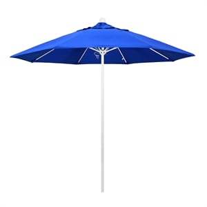 Pemberly Row 9' White Market Umbrella in Sun-brella 1A Blue