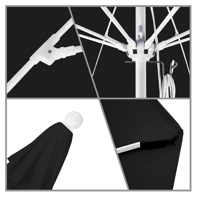 Pemberly Row 9' White Market Umbrella in Olefin Black