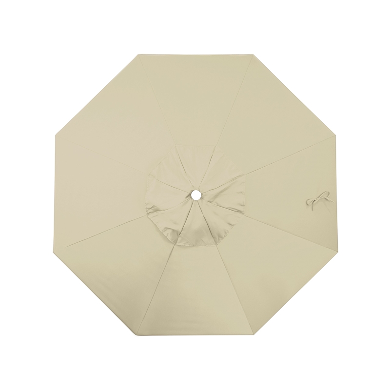 Pemberly Row 9' White Market Umbrella in Pacifica Beige
