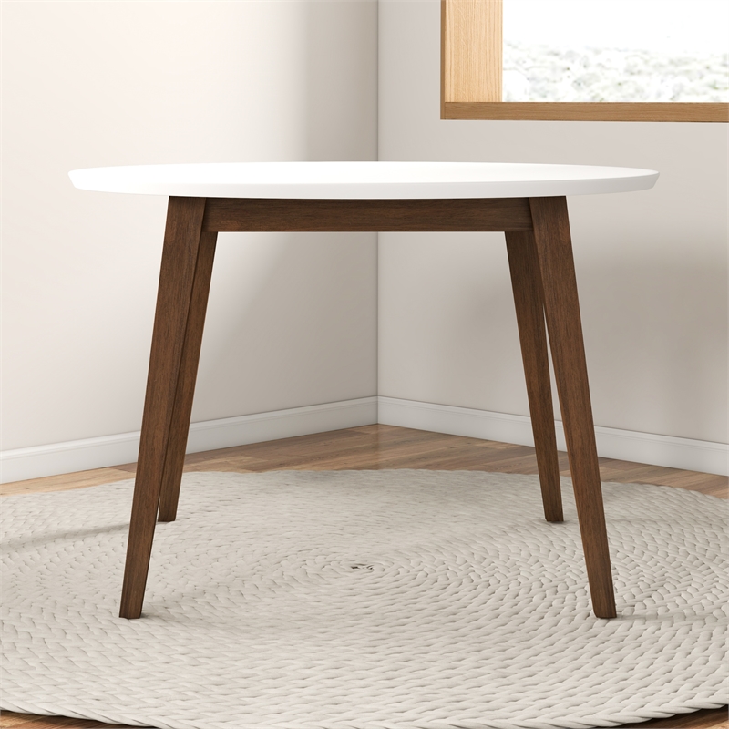 Pemberley Row Solid Wood White Dining Table Round 43