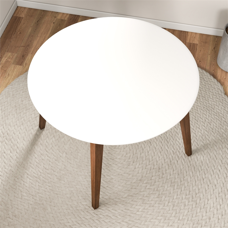 Pemberley Row Solid Wood White Dining Table Round 43