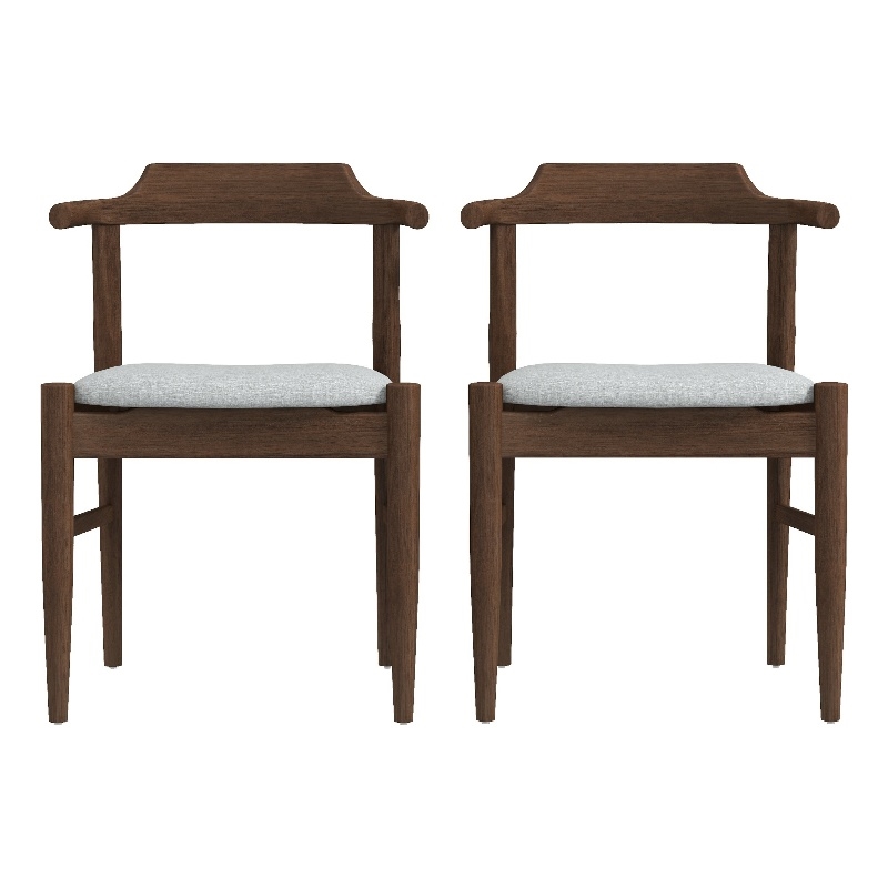 Pemberley Row Fabric Gray Dining Chair Round Durable Upholstery 27.5