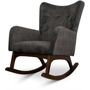 Pemberly Row Mid-Century Modern Tight Back Fabric Rocking Chair in Gray