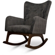 Pemberly Row Mid-Century Modern Tight Back Fabric Rocking Chair in Gray