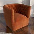 Pemberly Row Contemporary Velvet Tufted Back Swivel Chair in Burnt Orange