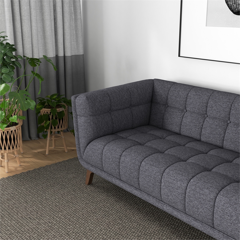 Pemberly Row Mid-Century Modern Tufted Back fabric Sofa in Grey
