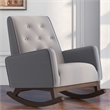 Pemberly Row Tufted Back Microfiber Upholstered Rocking Chair in Light Gray