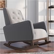 Pemberly Row Tufted Back Microfiber Upholstered Rocking Chair in Light Gray