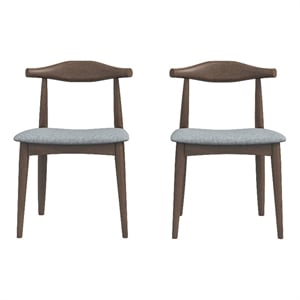 Pemberly Row Mid-Century Modern Fabric Dining Chair in Gray (Set of 2)
