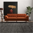 Pemberly Row Mid-Century Velvet Tufted Back Sofa in Burnt Orange