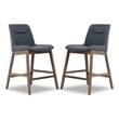 Pemberly Row Square Fabric Upholstered Counter Stool in Dark Gray (Set of 2)