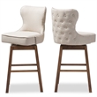 Pemberley Row Fabric Beige Bar Stool Chair Semi-circle Rotating 44.49
