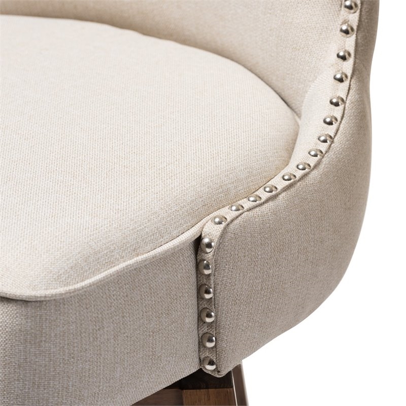 Pemberley Row Fabric Beige Bar Stool Chair Semi-circle Rotating 44.49