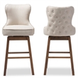 Pemberley Row Fabric Beige Bar Stool Chair Semi-circle Rotating 44.49