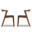 Pemberly Row Faux Leather Walnut/Black Dining Chair Mid-Century Modern 29.3