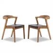 Pemberly Row Faux Leather Walnut/Black Dining Chair Mid-Century Modern 29.3
