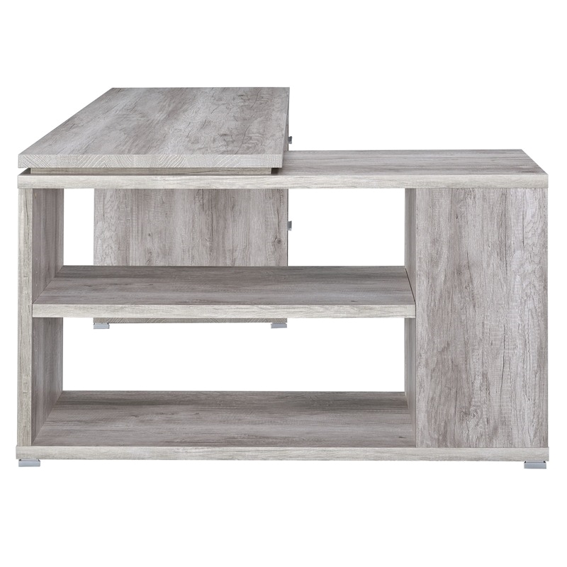 Pemberley Row Engineered Wood Gray/Silver L-Shaped Office Desk Reversible 60