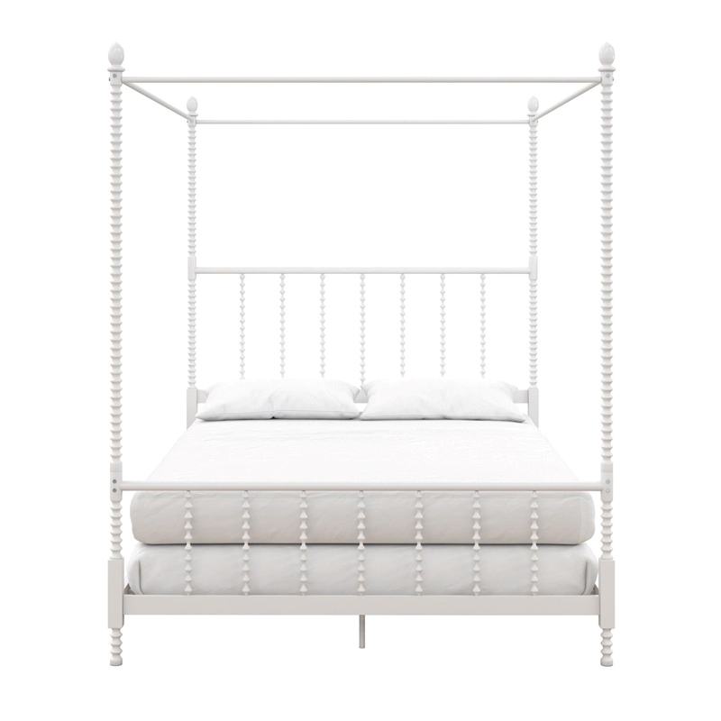 Pemberley Row Metal White Full Size Canopy Bed Rectangular Assembled