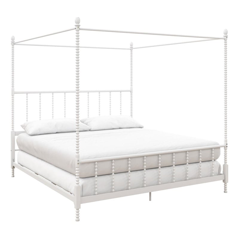 Pemberley Row Metal White Canopy Bed Rectangular 85