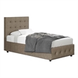 Pemberly Row Modern Linen Fabric Tufted Twin Size Bed in Gray