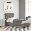 Pemberly Row Modern Linen Fabric Tufted Twin Size Bed in Gray