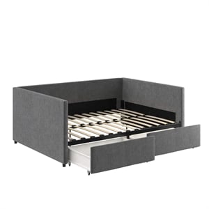 Pemberly Row Modern Fabric/Robust Wood Full Daybed with Storage in Gray