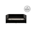 Pemberly Row Modern Velvet/Robust Wood Full Daybed with Storage in Black