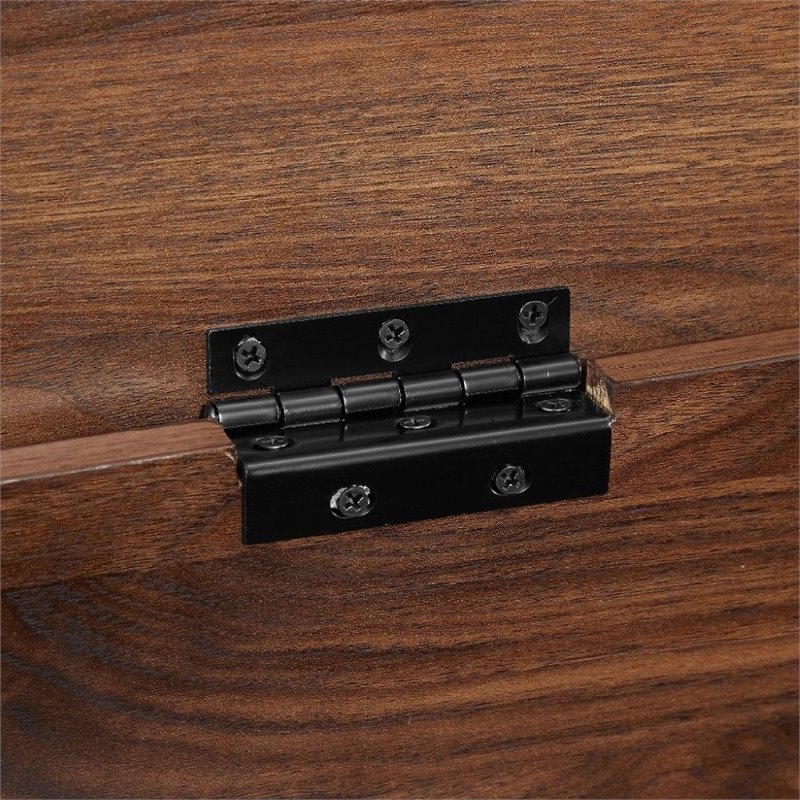 Pemberley Row MDF Dark Walnut Storage Bench Rectangular Slatted Bottom Shelf 48