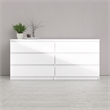 Pemberly Row Engineered Wood 6 Drawer Double Dresser in White High Gloss