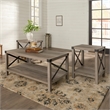 Pemberly Row 3-Piece Rustic Wood and Metal Coffee Table Set in Gray Wash