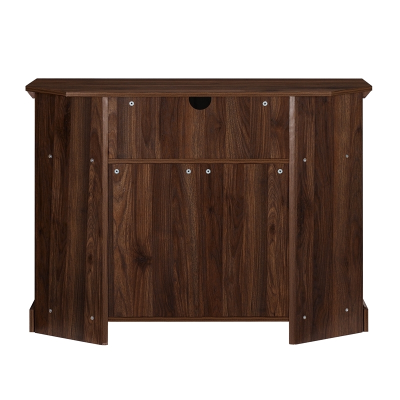 Pemberly Row Farmhouse Wood Corner TV Stand for TVs up to 48