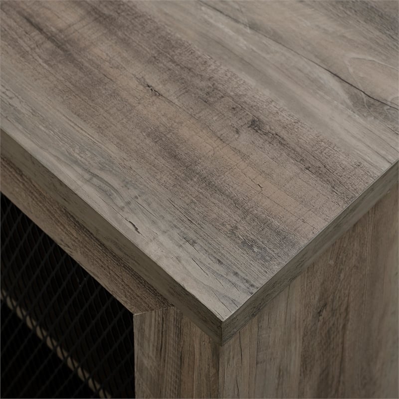Pemberley Row MDF Wood Gray TV Console Rectangular Sliding Doors 70