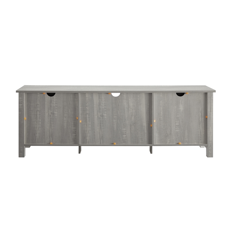Pemberley Row Wood Stone Gray TV Stand Rectangular Farmhouse Style 70