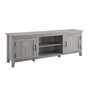 Pemberley Row Wood Stone Gray TV Stand Rectangular Farmhouse Style 70&quot Unassembled