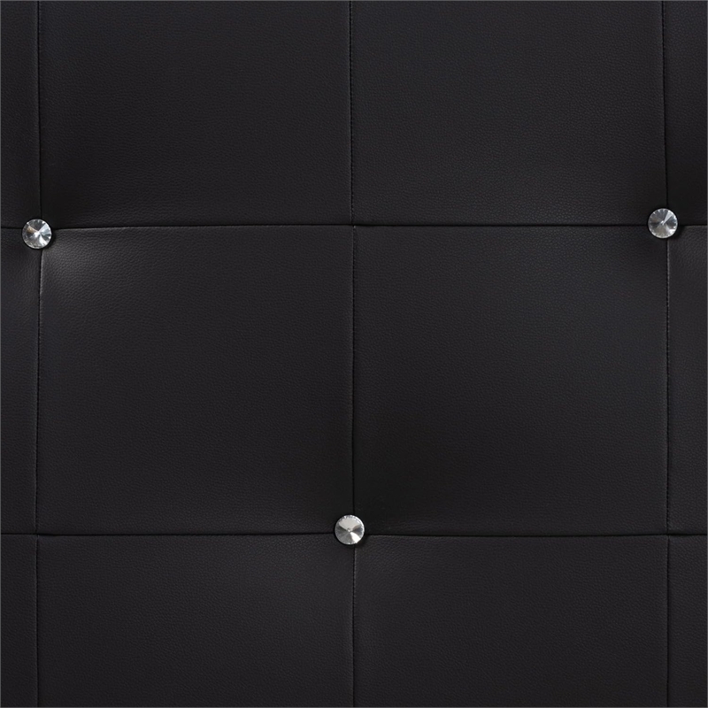 Pemberly Row Modern Faux Leather Tufted Full Panel Headboard in Black