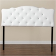 Pemberly Row Faux Leather Tufted Full Panel Headboard with Wood Frame in White