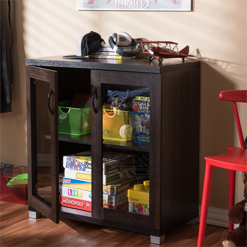 Pemberley Row Engineered Wood Dark Brown Curio Cabinet Rectangular 32.76