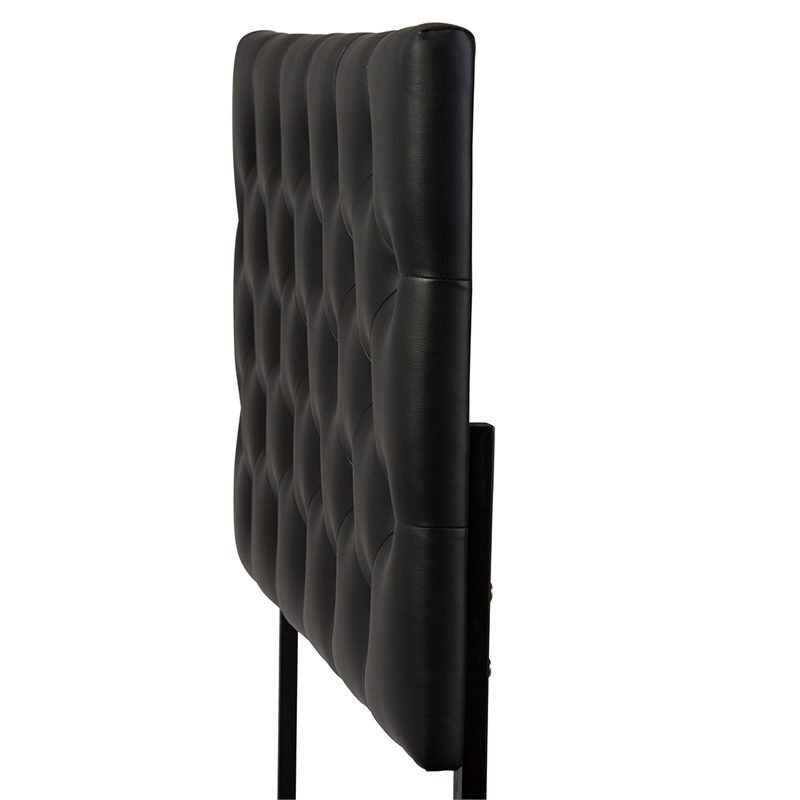 Pemberly Row Faux Leather Tufted Full Panel Headboard in Black