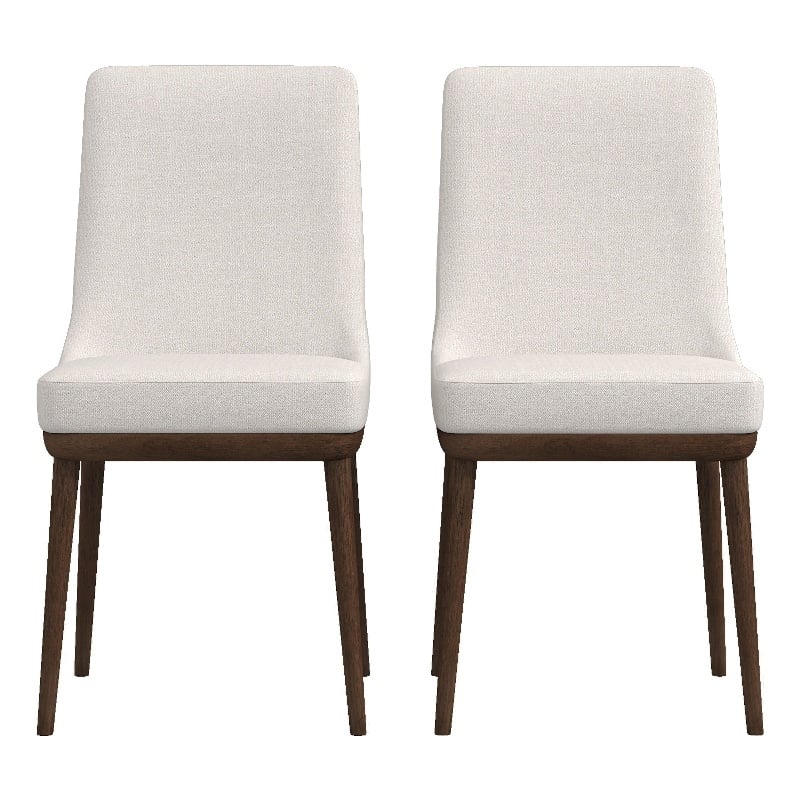 Pemberley Row Solid Wood and Fabric Beige/Walnut Dining Chair Mid Century Modern 37