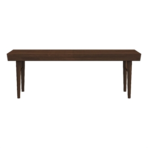 Pemberly Row Mid-Century Rectangular Solid Wood Bench in Walnut