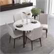 Pemberly Row 5-Piece Mid-Century Dining Set with 4 Fabric Dining Chairs in Beige