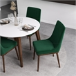 Pemberly Row 5-Piece Modern Round Dining Set w/ 4 Velvet Dining Chairs in Green