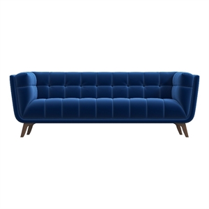 Pemberley Row Velvet Blue Sofa Rectangular Tufted 85&quotW Unassembled