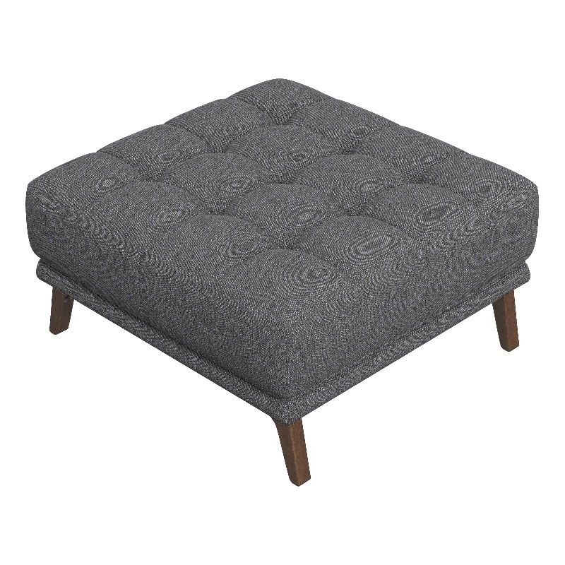 Pemberly Row Mid Century Modern Ottoman Fabric in Dark Grey